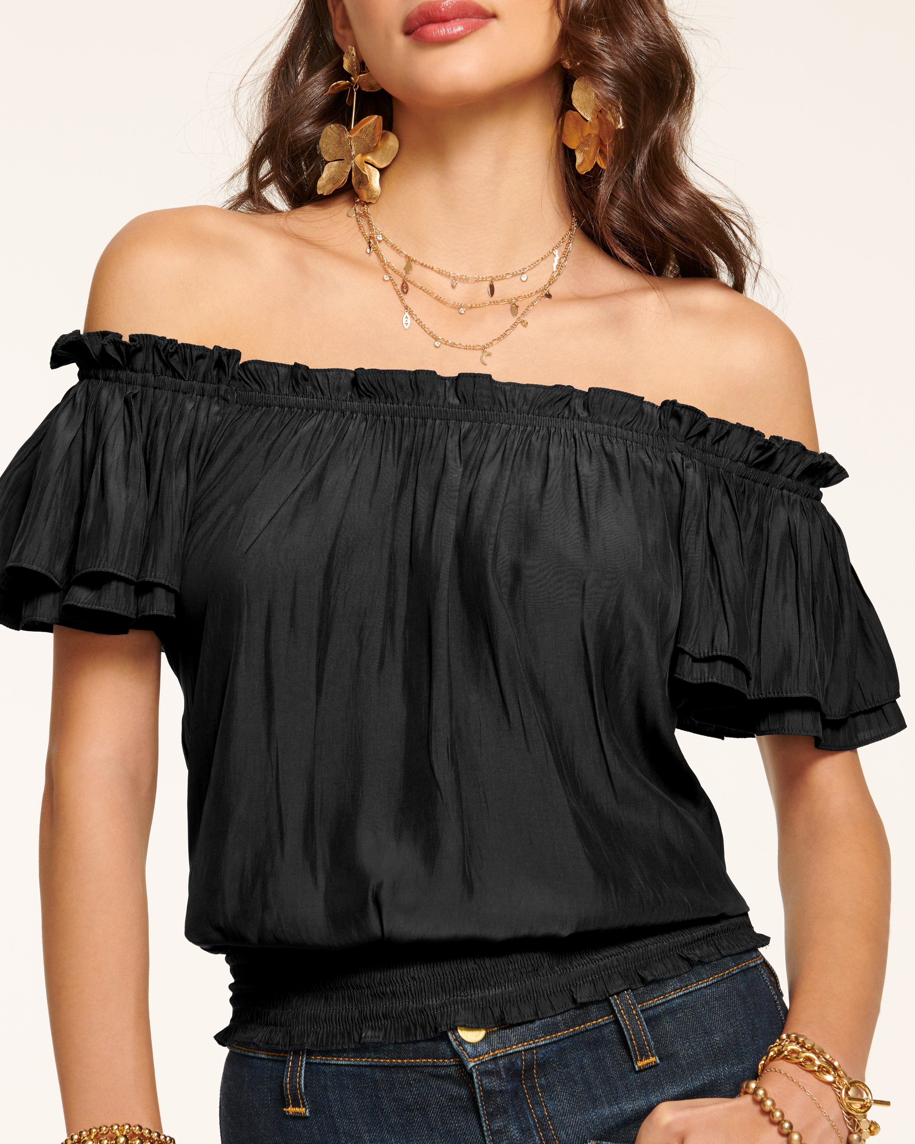 Ramy Brook Oakleigh Eyelet Off discount Shoulder Top NWOT