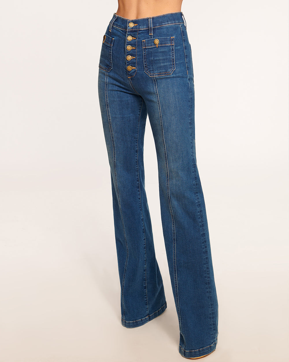 Patchwork High-rise Flared Jeans -  Hong Kong