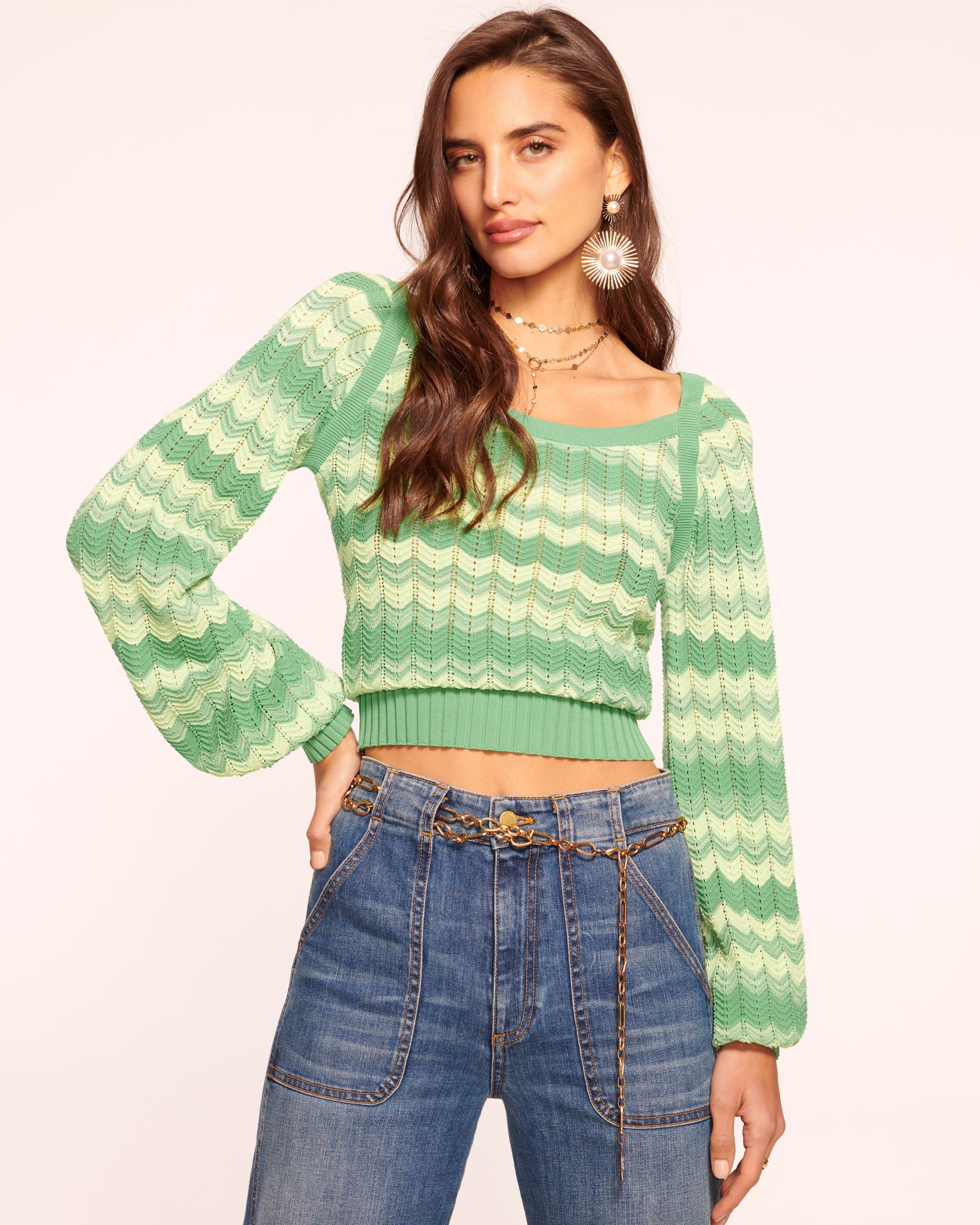 Crop green sweater best sale