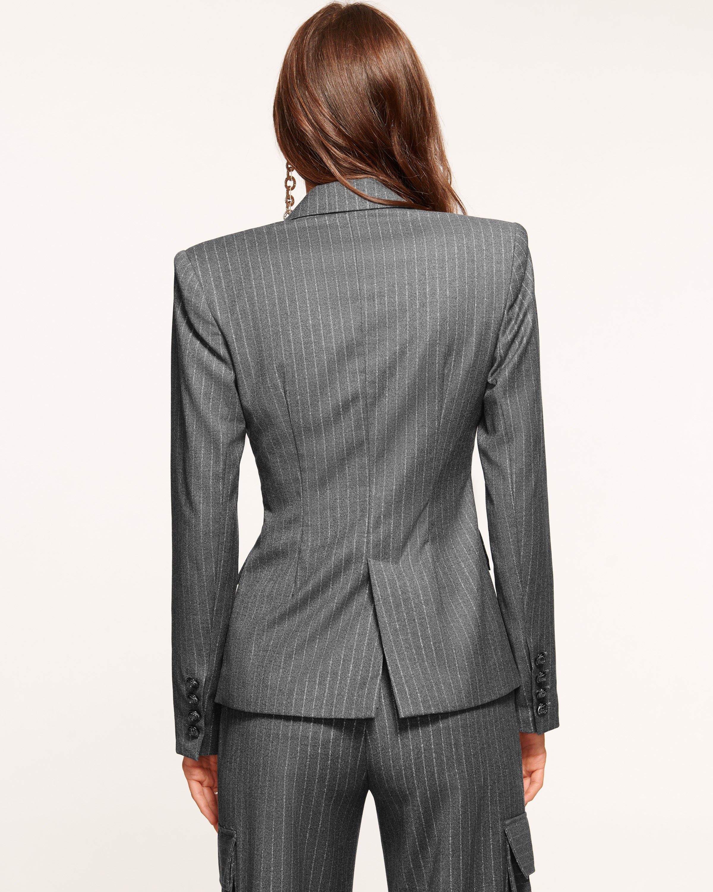 Grey pinstripe outlet jacket