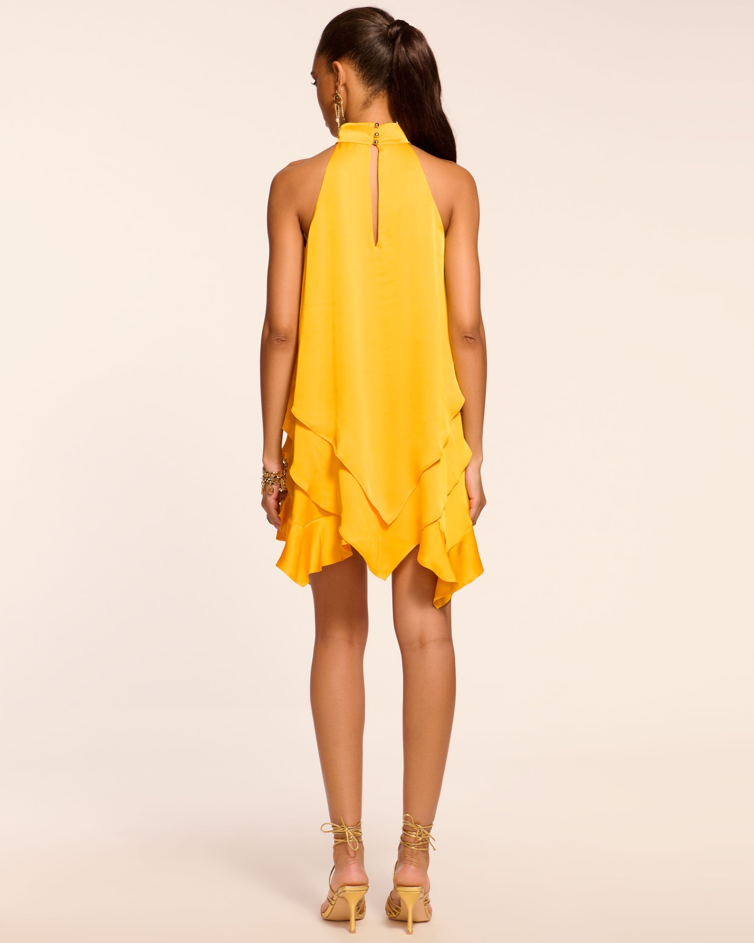 Shaina Tiered Mini Dress in daisy yellow Ramy Brook