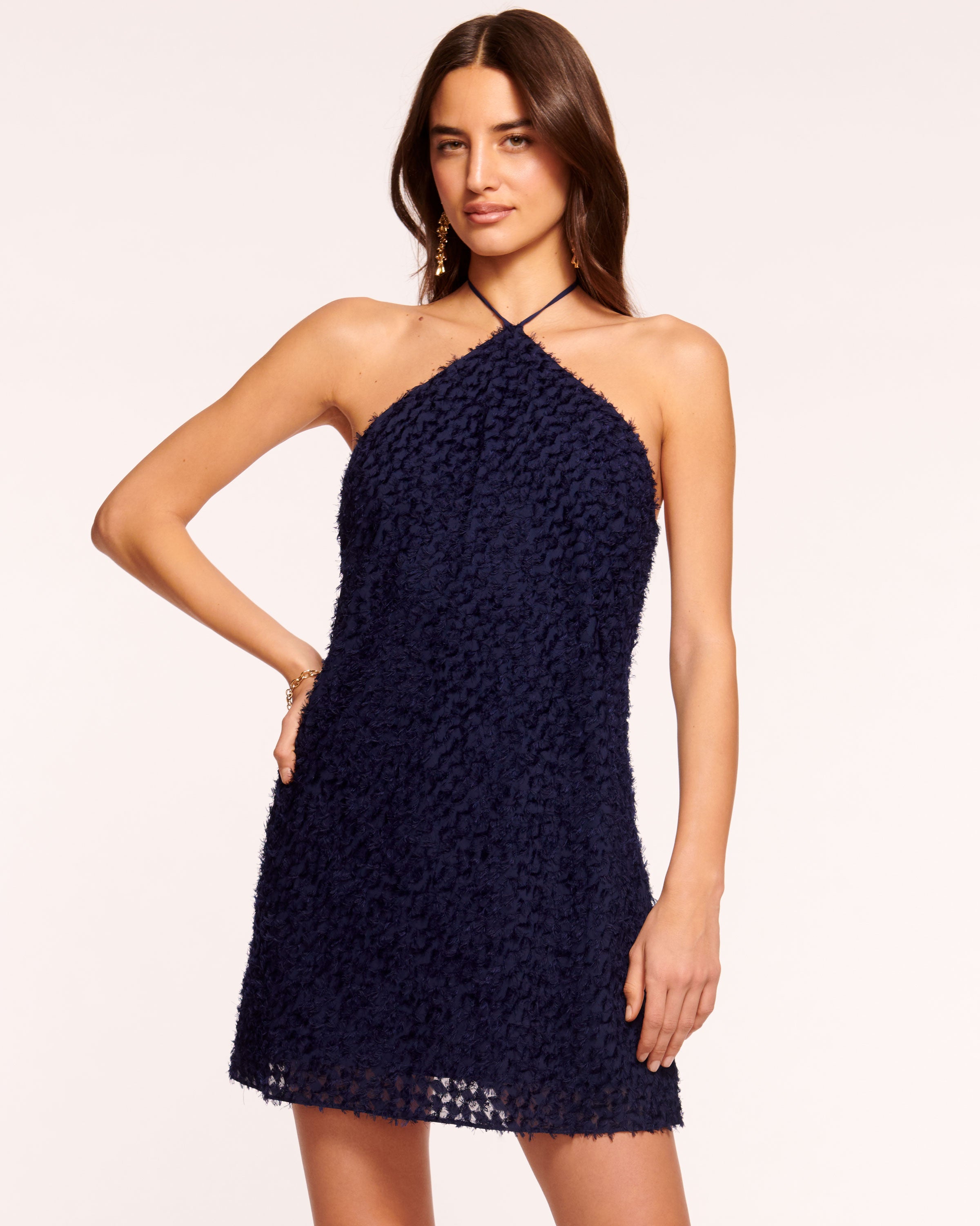 Lucretia Halter Mini Dress in spring navy | Ramy Brook