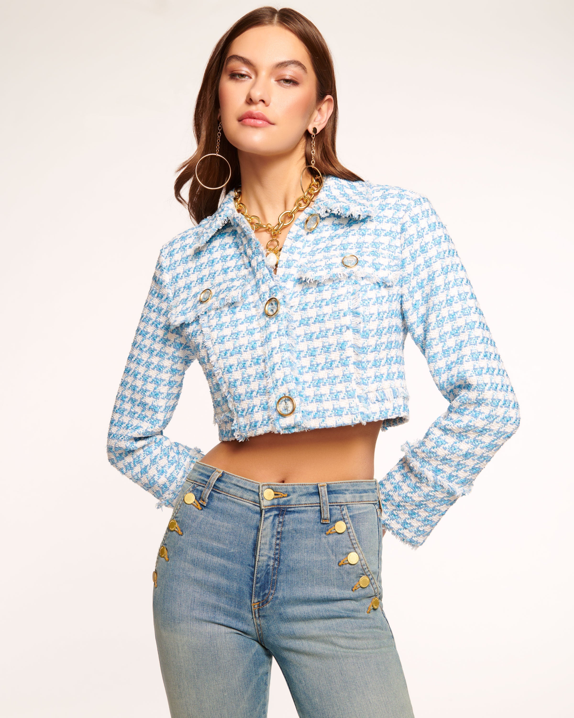 Maleah Houndstooth Cropped Jacket