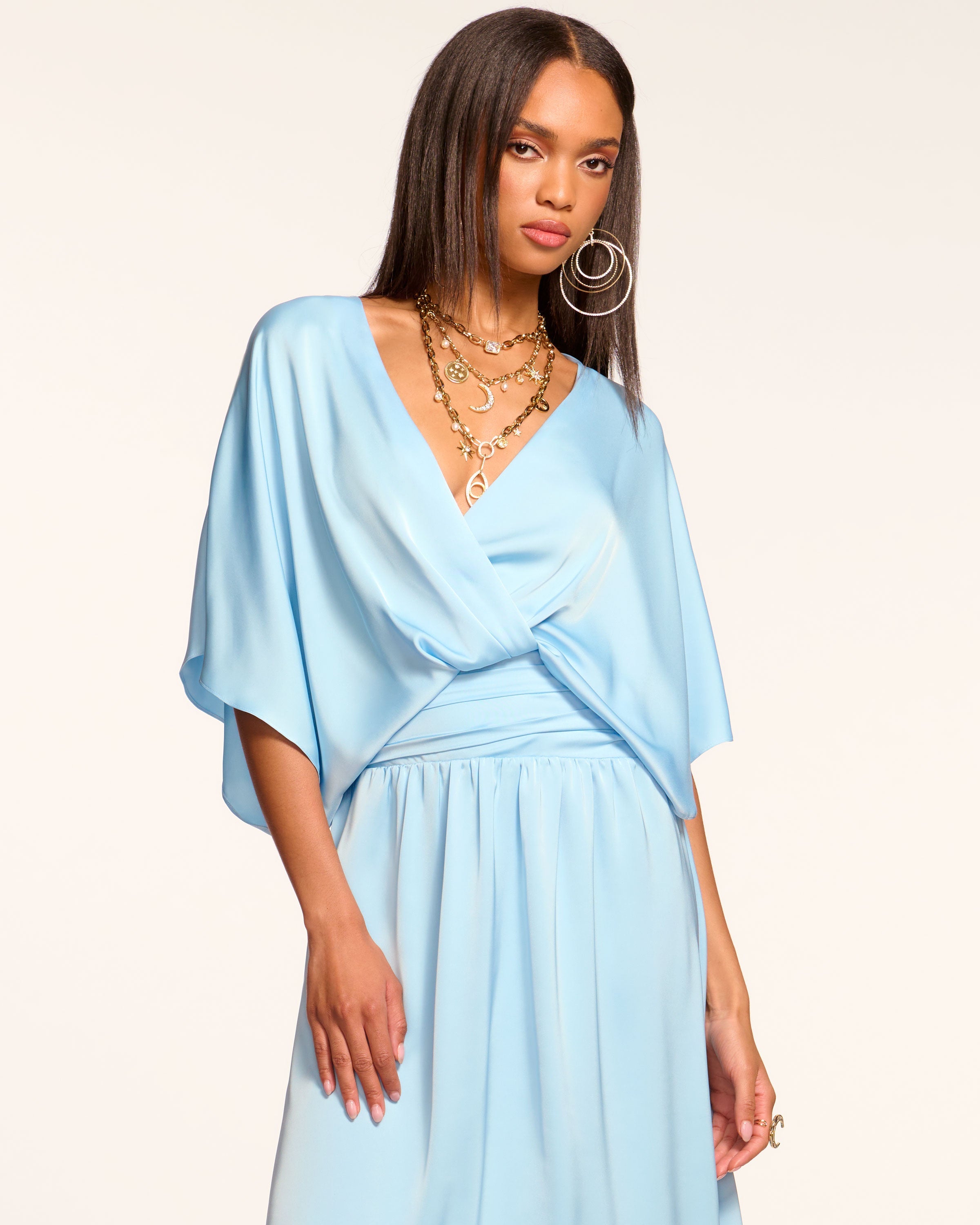 NWT Ramy Brook shops light blue wrap dress