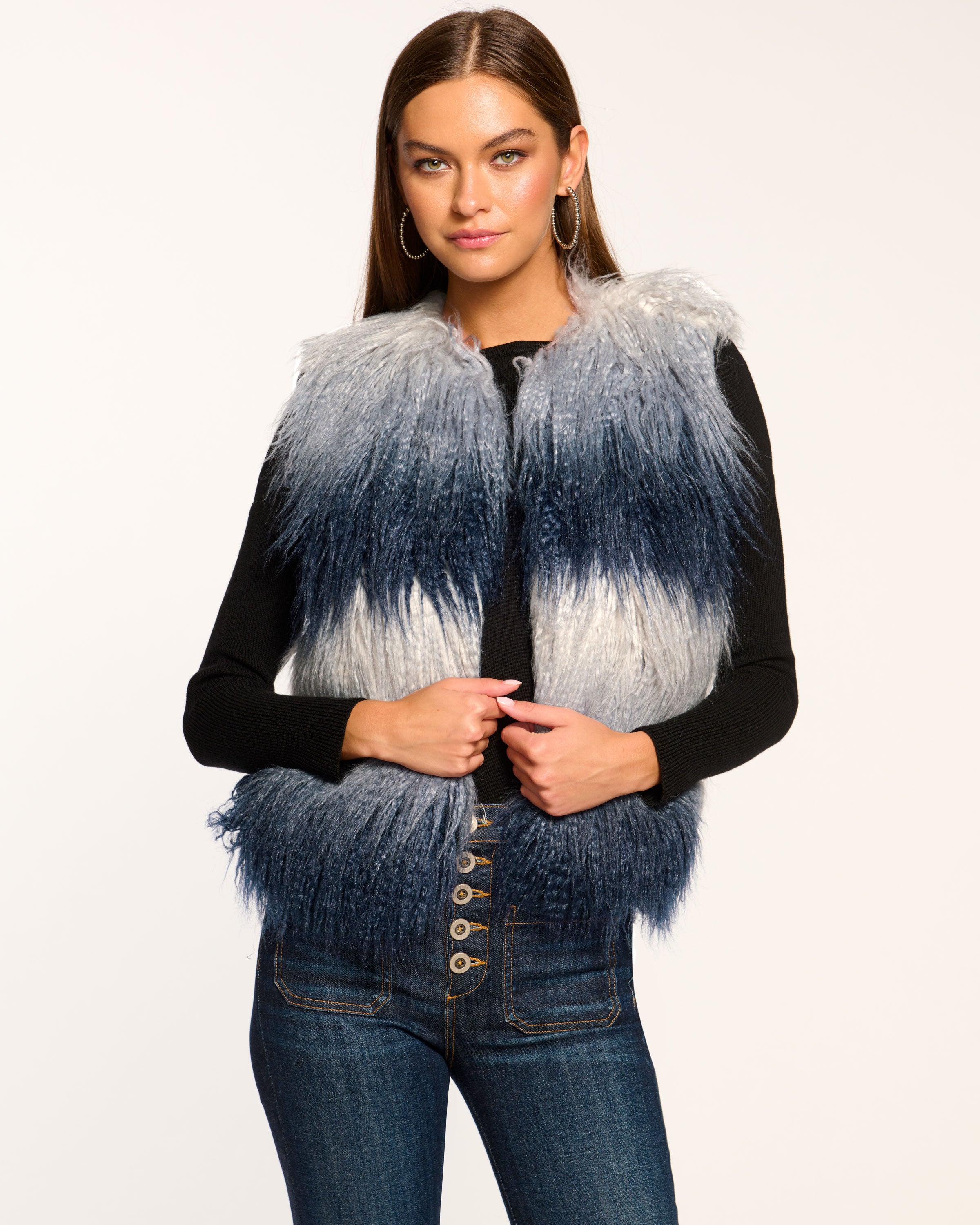 Navy fur vest hotsell